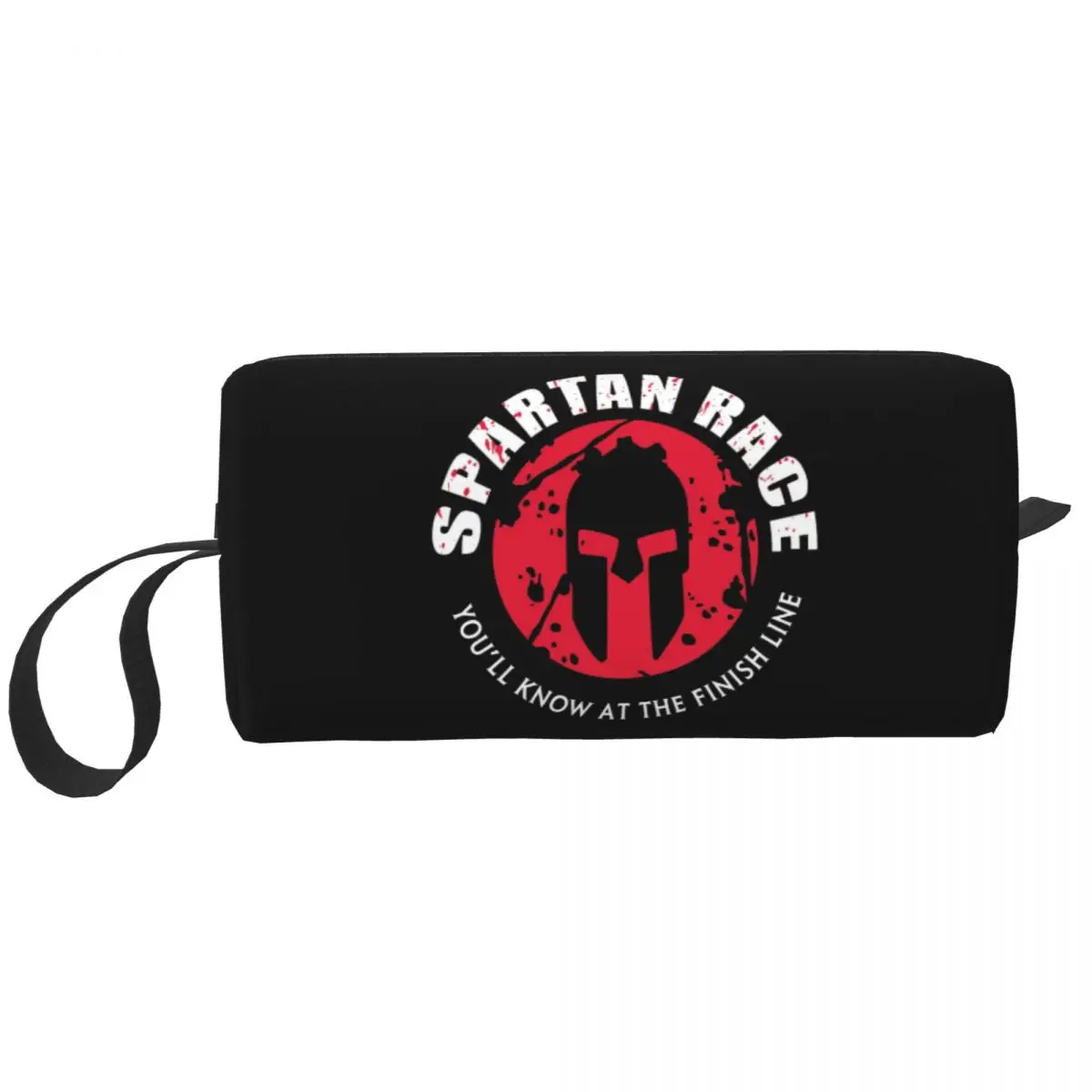 

Custom Spartan Race Sparta Spirit Toiletry Bag for Women Makeup Cosmetic Organizer Ladies Beauty Storage Dopp Kit Case