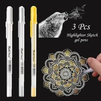 3pcs Large Capacity 0.8mm Waterproof White Gel Pen Highlighter Marker  Sketch Drawing Art Markers Comic Design Fine Liner 1