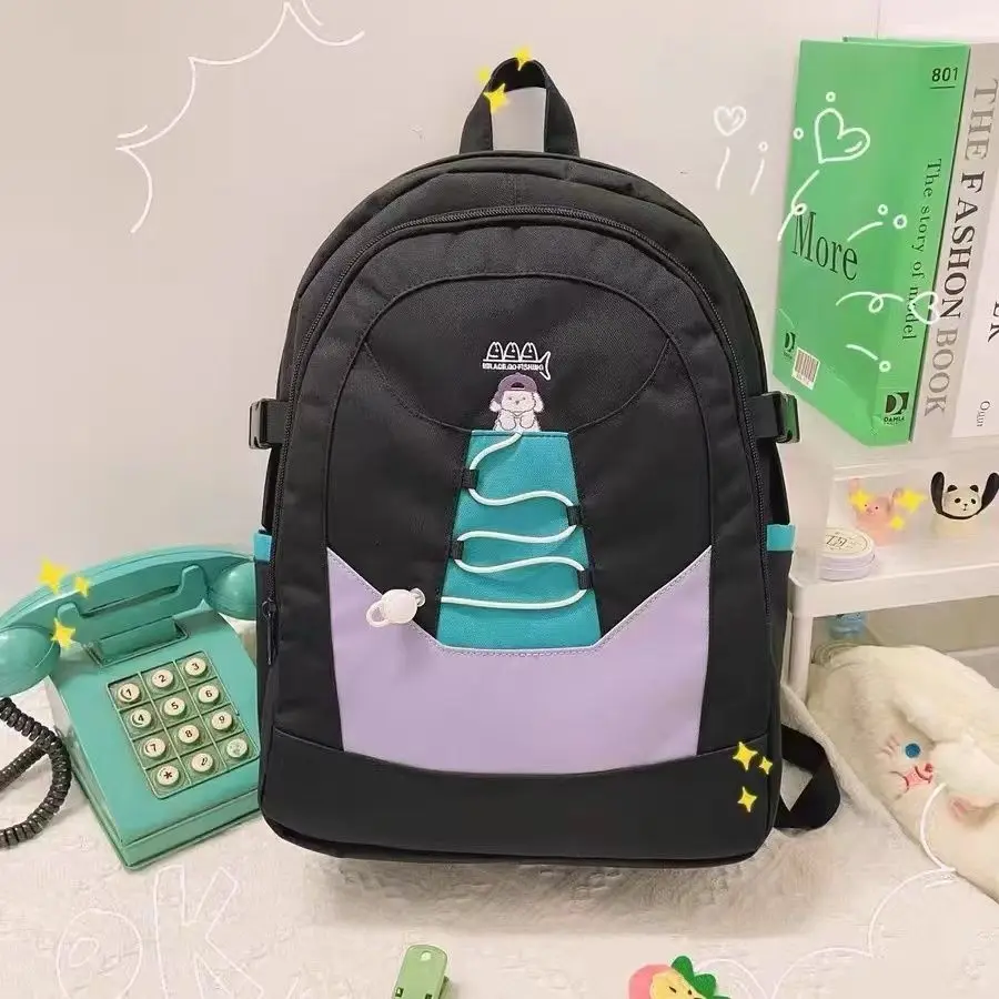 Causal White Backpack Student School Bag for Girl Korean Style Preppy Schoolbag Women's Travel Bag Large Capacity Waterproof New 4