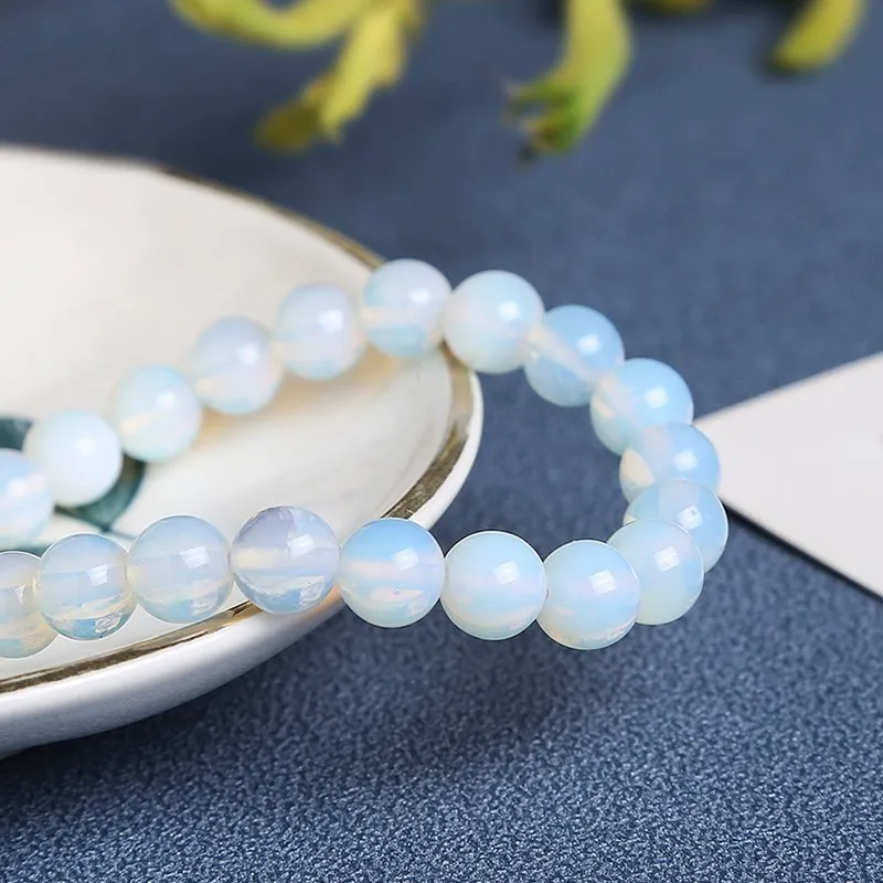 JD Women Fashion Smooth White Opal Moon Stone Bracelet
