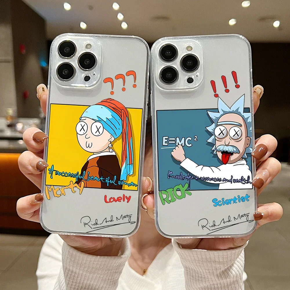 Ricks and Morties Phone Case For iPhone 15 14 13 12 11 Pro Mini Max X XR XS 6s 6 7 8 SE20 Plus Soft Silicone Transparent Cover