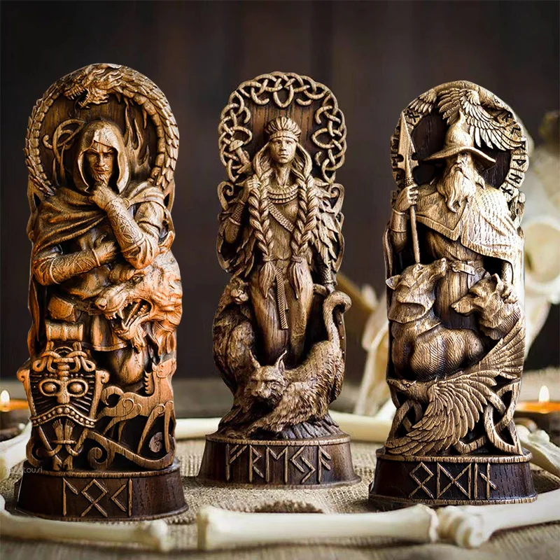 

Resin Nordic Gods Statue Decor Viking God Freya Odin Sol Figurines Pantheon Altar Scandinavian Sculptur House Decoration Crafts