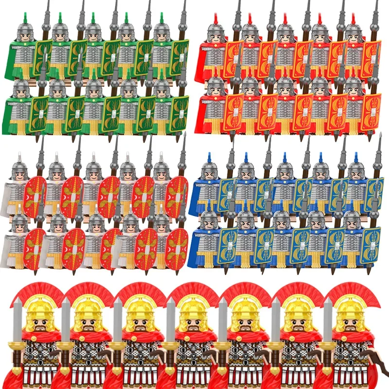 

10Pcs/Lots Medieval Roman Heavy Infantry Movable Head Military Figures Ancient Soldiers Model Building Blocks Childrens Toy Gift