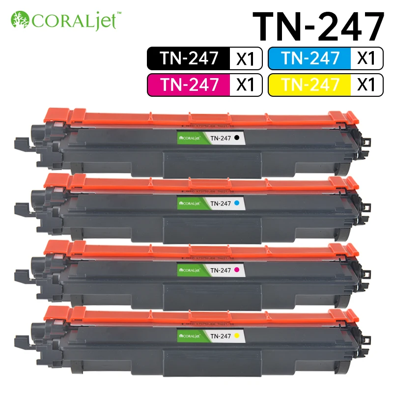 Coraljet Toner TN247 TN-243CMYK Compatible for Brother TN243 DCP-L3550CDW DCP-L3510CDW HL-L3210CW HL-L3230CDW MFC-L3750CDW