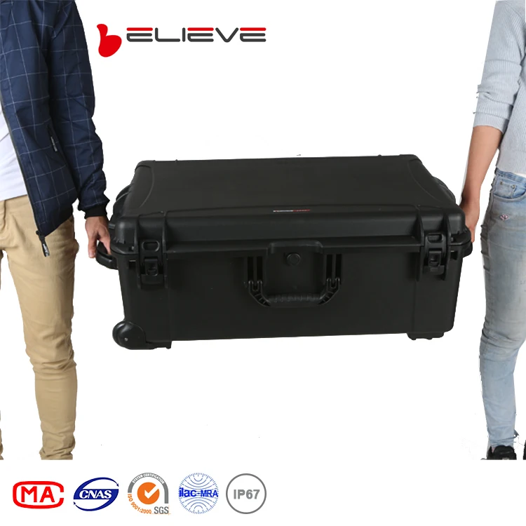 

Plastic trolley toolbox trolley Impact resistant sealed waterproof pp tools case with wheels