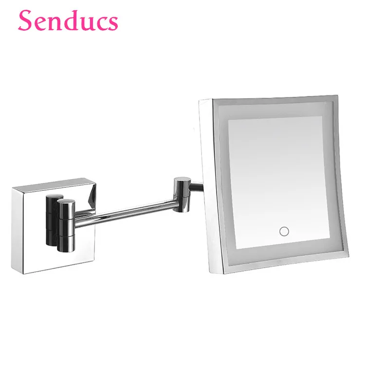 ModernChromeBrassBathroomMirrorsDualExtendingArmBathroomMake