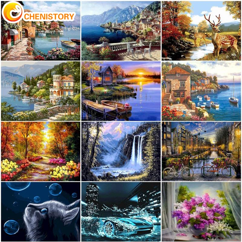 

CHENISTORY DIY Painting By Number For Adults On Canvas Unique Gift Paint By Number Flower Picture Colouring Zero Basis HandPaint