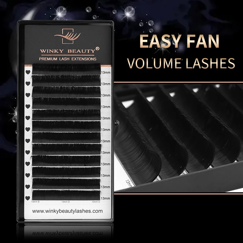 

Winky Beauty 1 Second Easy Fan Lash Premade Volume Fans Auto Blooming Eyelash 0.05/0.07/0.10mm 8-15mm Long Lasting Lashes