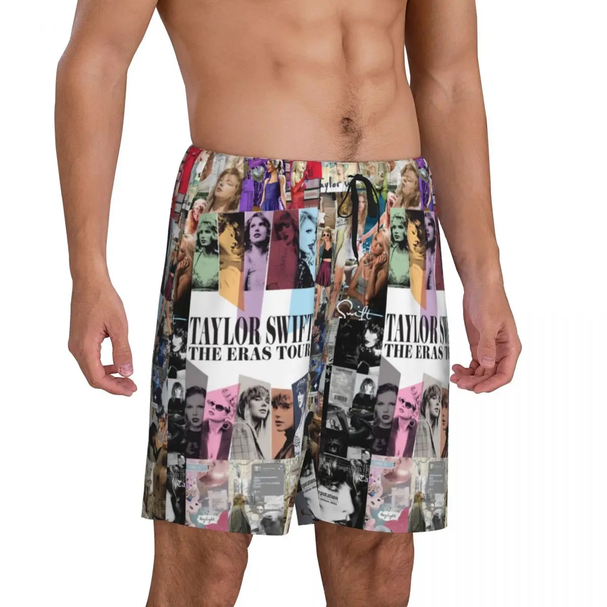 Custom Print Men\'s Taylor American Singer Swift Pajama Bottoms Sleepwear Pjs Sleep Shorts with Pockets
