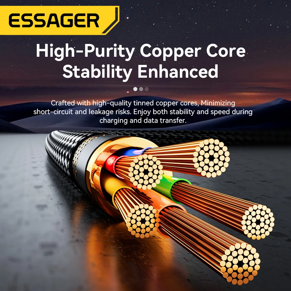 Essager 2-in-1 USB Type C Cable with 65W PD Fast Charging