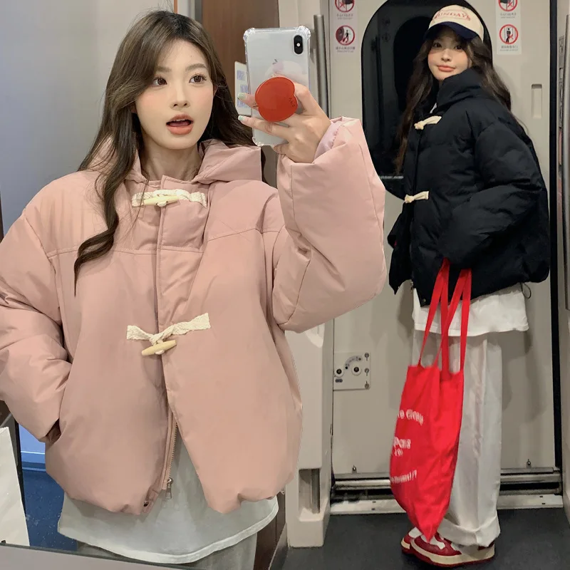 

New hooded cotton jacket women's autumn and winter new Korean version of shoujo age-reducing style commuting coat