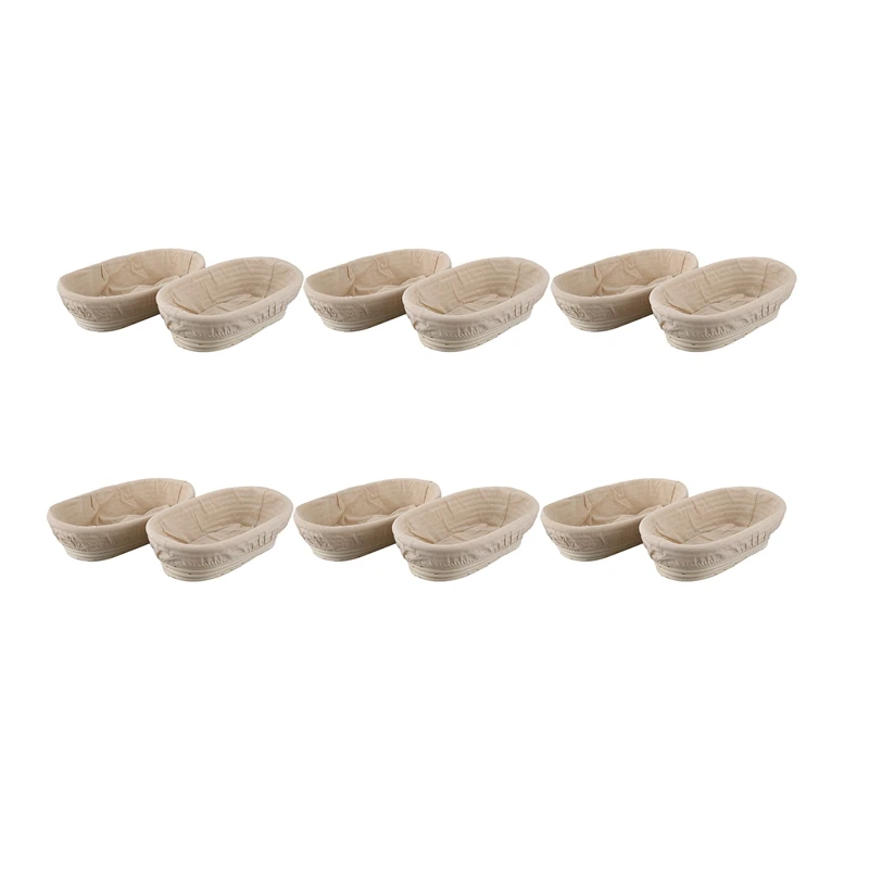 

12Pcs 25Cm/10 Inch Bread Basket Rattan Proofing Basket Liner Round Oval Fruit Tray Dough Food Storage Container
