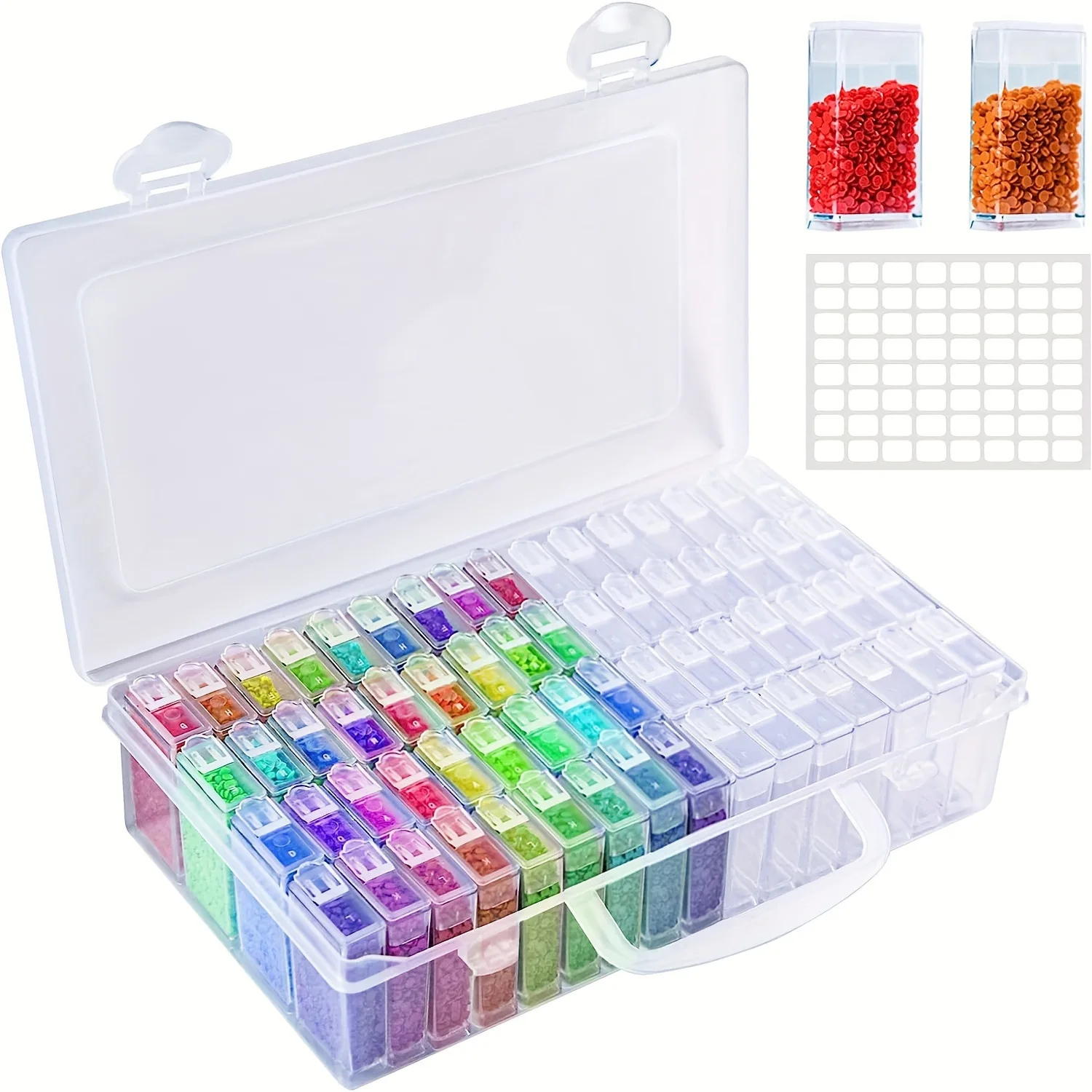 Diamond Painting Beads Storage Box Plastic Storage Box with Label Sticker Transparent Rectangular Bead Organizer