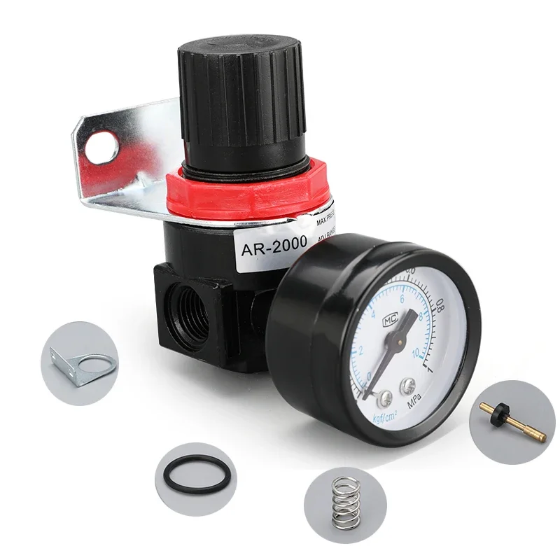 AR2000 AR3000 G1/4'' 6mm 8mm 10mm 12mmAir Control Compressor Pressure Relief Regulator Valve with Fitting