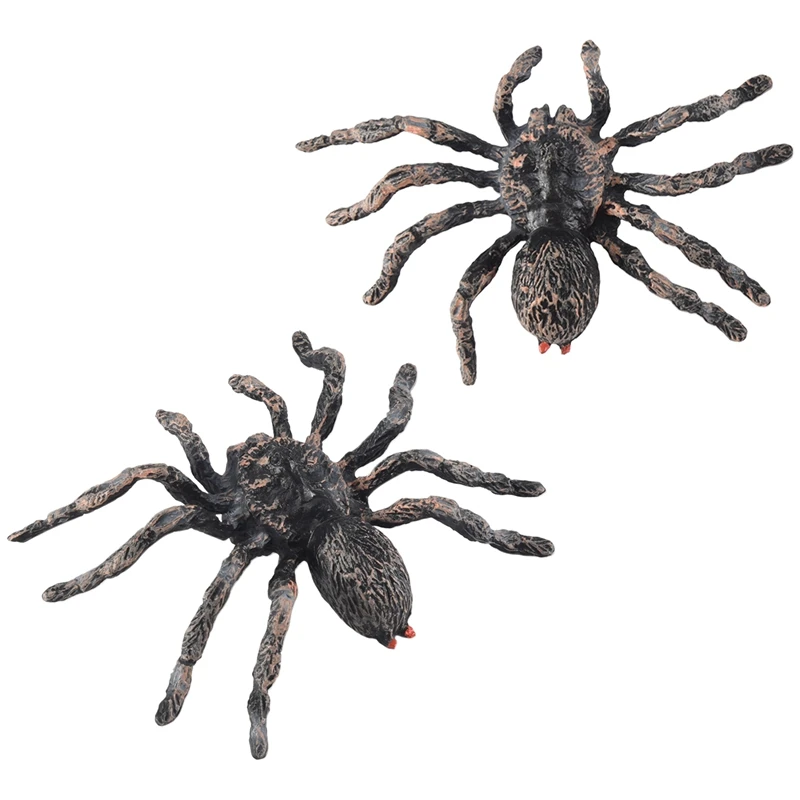 

2Pcs 9.5Cm Large Fake Realistic Spider Insect Model Toy Fun Halloween Scary Prop