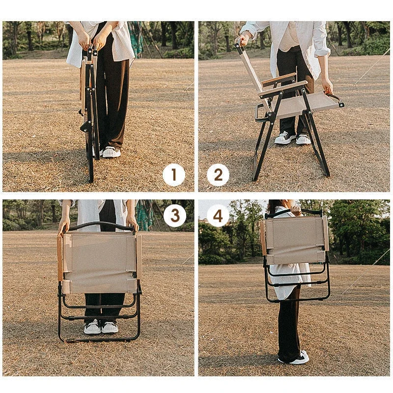Camping Chair Portable Outdoor Tourist Chair Aluminum Alloy Wood Grain Folding Beach equipment Kermit Camping chair
