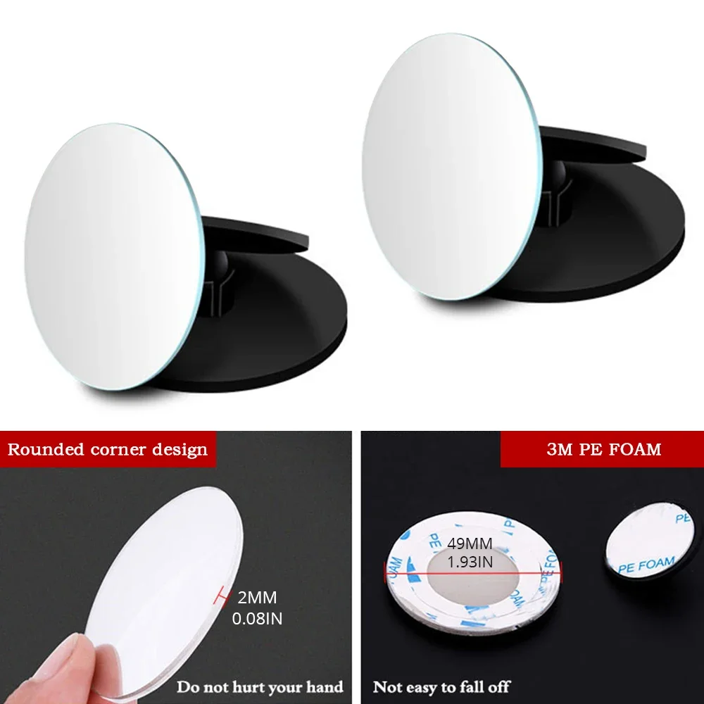 1X 360 Degree HD Blind Spot Mirror Adjustable Car Rearview Convex Reverse Wide Angle Vehicle Parking Rimless S Auto Accessories