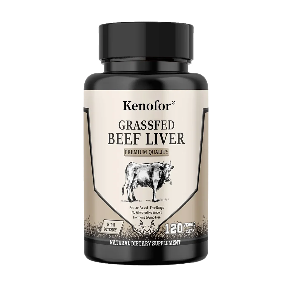 Organic Grass-Fed Beef Liver Capsules Natural Iron Vitamin A B12 Skin and Eye Health Immunity