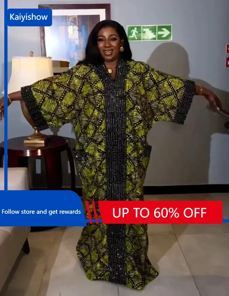 

Luxury Print African Bubu Dress for Women Dashiki Kaftan Robe Elegant Lady Wedding Evening Party Dress Plus Size Africa Clothing