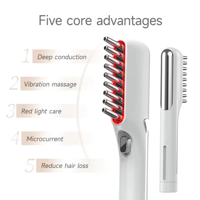 LED Red Light Therapy Electric Massage Comb Hair Growth Applicator Anti-Hair Loss Head Massage Hair Brush Woman Scalp Treatment
