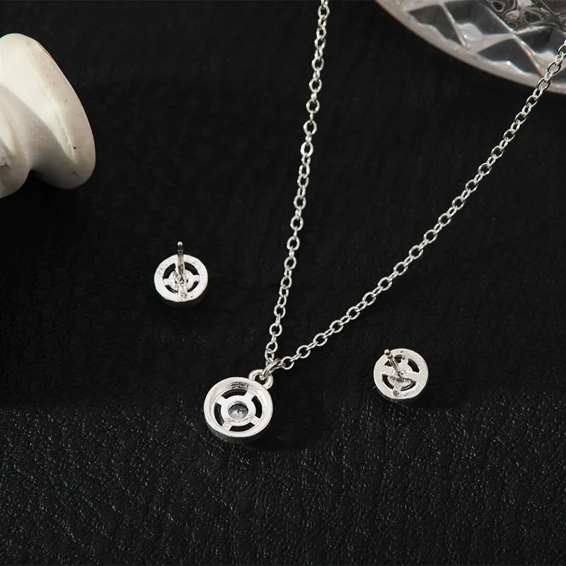 Jewelry Set Necklace Ring Earrings Female Models Light Luxury Style Brass Zirconia Bright Silver Plated Jewelry 4pcs Silver Jewelry Set Jewelry Set Silver Jewelry