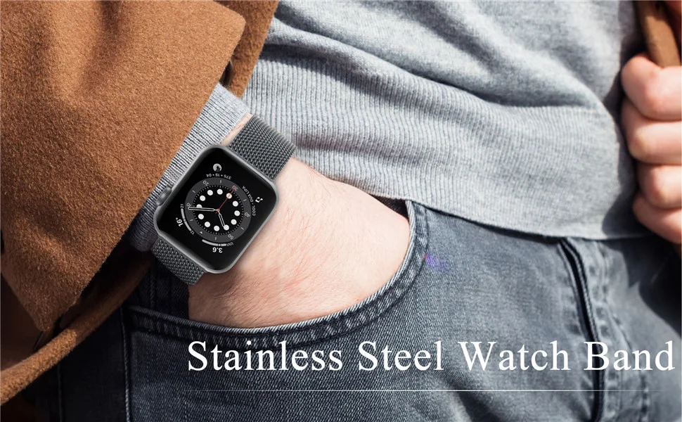 Magnetic Band Compatible with Apple Watch 45mm 44mm 42mm Adjustable Milanese Clasp Loop Strap for iWatch Series 7/6/5/4/3/2/1 SE Magnetic Band Compatible with Apple Watch 45mm 44mm 42mm Adjustable Milanese Clasp Loop Strap for iWatch Series 7/6/5/4/3/2/1 SE