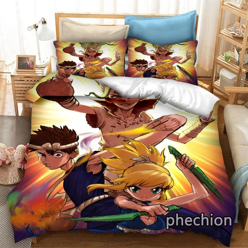 

phechion Anime Dr.STONE 3D Print Bedding Set Duvet Covers Pillowcases One Piece Comforter Bedding Sets Bedclothes Bed K454