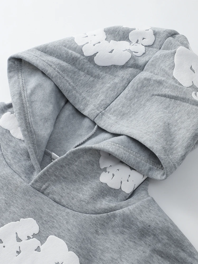 Hooded Sweatshirts Men Flower Printed Hoodie Sweatpants 2 Piece Set Long Sleeve Pullover Sweatershirt Suit Elastice Waist Trousers Outfits