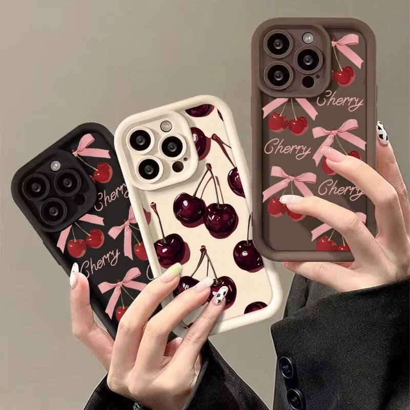 Red Bow Cherry Lichee Soft Phone Case Cover