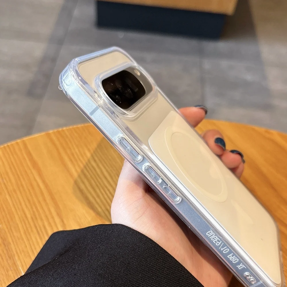 Crystal Clear Magnetic Case with Shockproof Hard Bumper & Magsafe Wireless Charging Compatibility