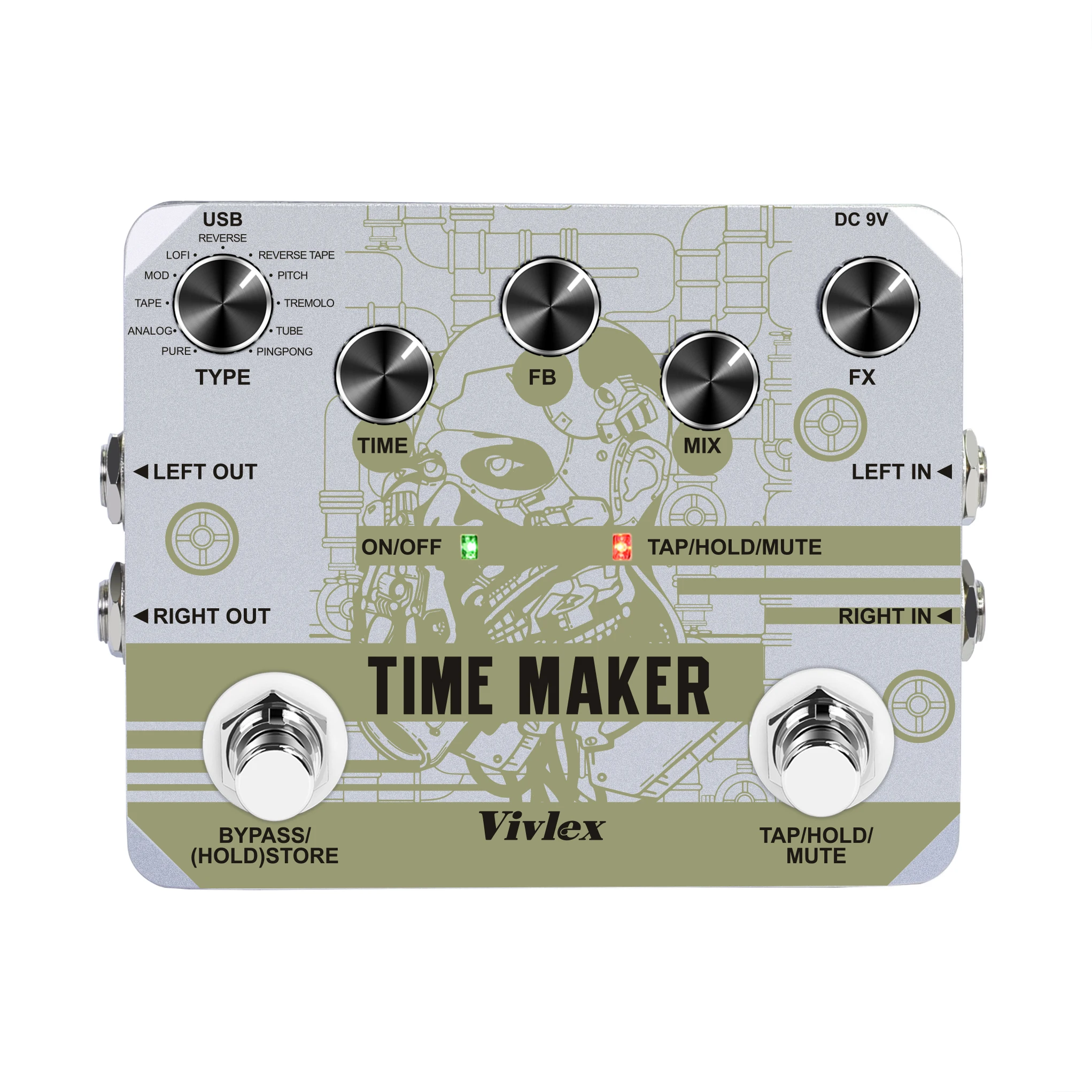 VivlexLTD02GuitarTimeMakerPedalUltraDelayEffectPedalsFor