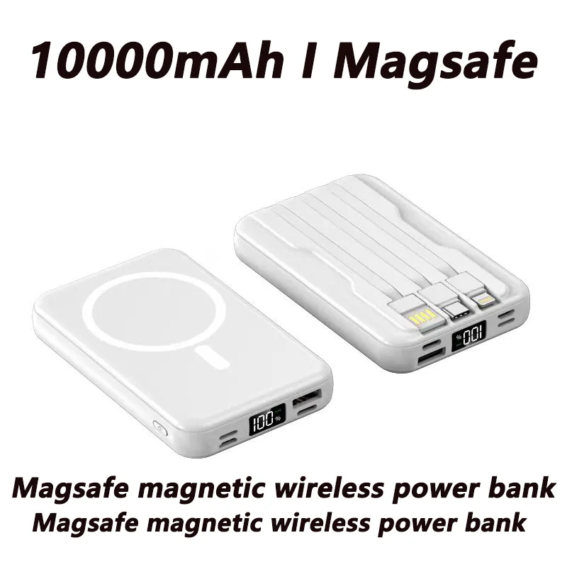 Magsafe Magnetic Wireless Power Bank 10000 Mah Power Bank Portatile A Ricarica Rapida Con Cavo Integrato