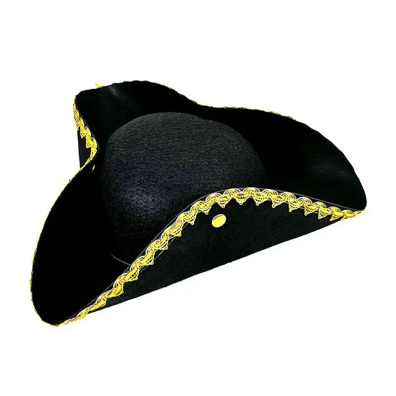 Männer Lustige Cosplay Piraten Hut Erwachsene Einzigartige Dreispitz Hut Rollenspiel Kapitän Hüte Leistung Kappen Maskerade Party Dress Up Cap – Detail 5