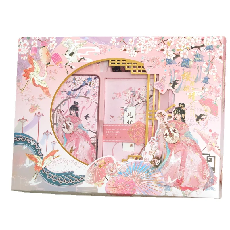 

korean stationery cute note books for girls sakura Hand ledger gift box set Gifts for female classmates kawaii notebook