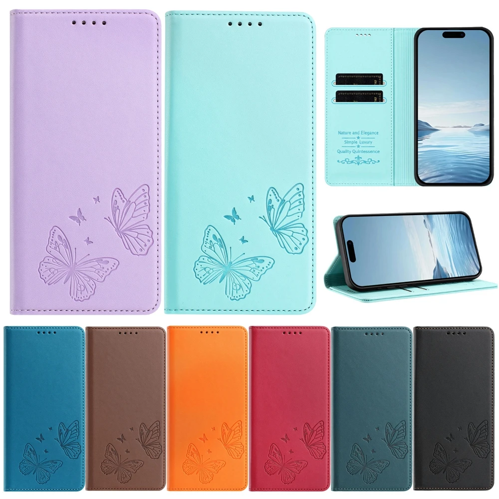 3D Butterfly Magnetic Leather Flip Phone Case