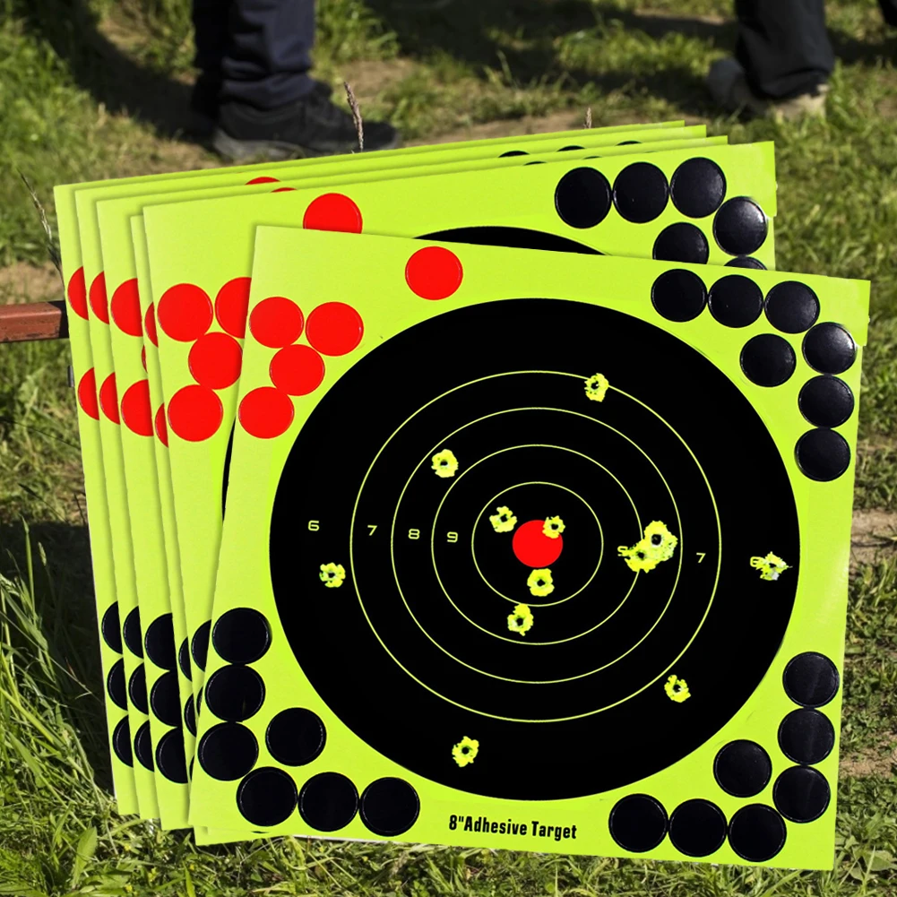 Target Practice Reactive Glow Shoting Rifle 8-inch Papers 5/10pcs For Arrow Bow Practice Shooting Training Outdoor Aim Sticker