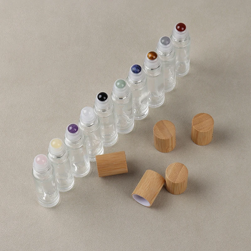 에센셜 오일 병 유리병, 옥 롤러 볼, 향수병 롤 온 병, 여행용 투명 병, 5ml, 10ml
