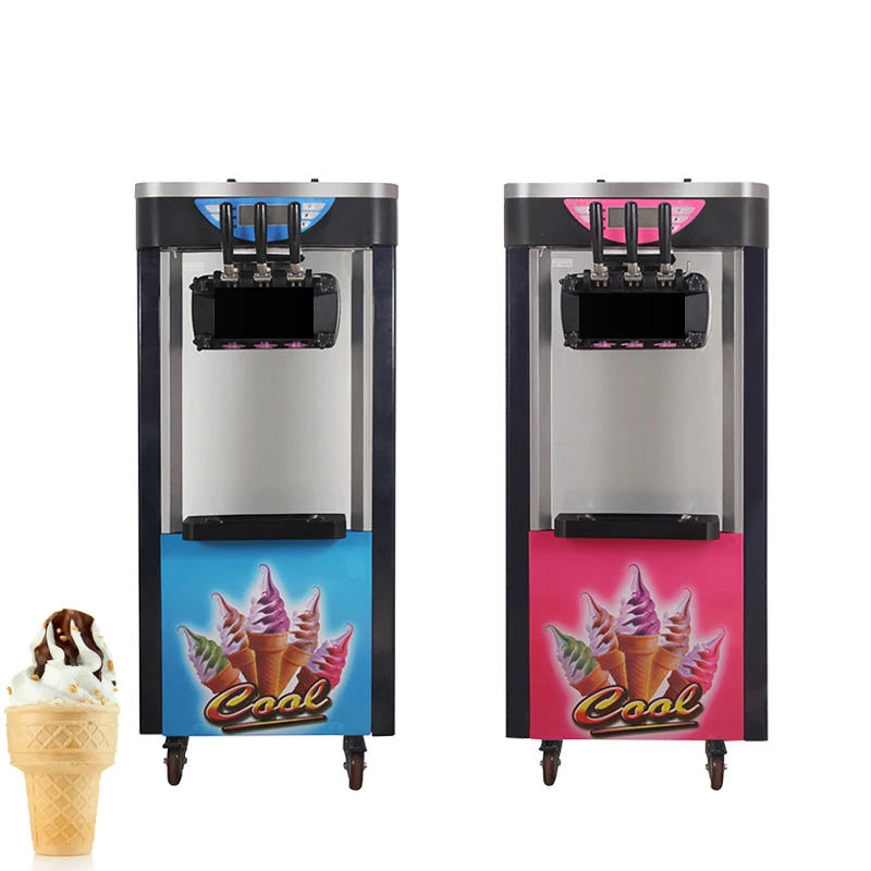 

Commercial Floor Mounted Three Flavors Soft Ice Cream Machine With High Capacity And Power
