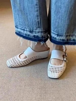 Sabots Tressés de Plage pour Femmes Mules en Cuir Sandales à Talon Compensé Moyen Chaussons Rétro Bout Fermé Chaussures d'Été Élégantes Diapositive Confort 4