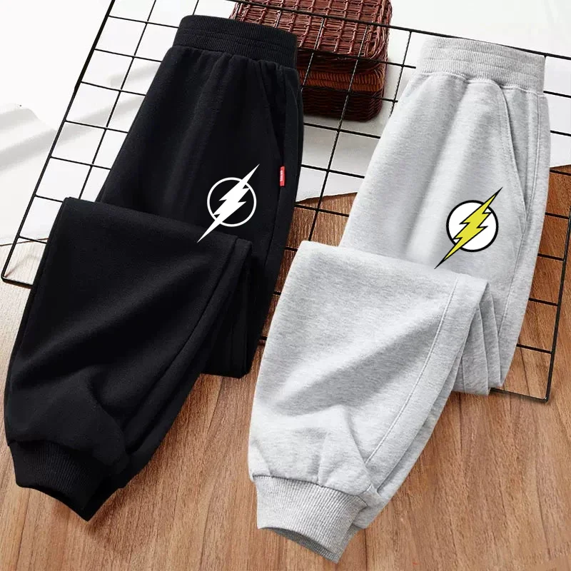 2024 jungen Neue Lange Hosen Blitz Muster Jogginghose Kinder Herbst Kleidung Marke Baumwolle Hosen 3-14Y
