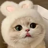1pc Bunny Ears Cat Hat Themed Pet Costume Knit Fabric Set Comfortable Polyester Pullover Headwear for Cats & Small Dogs 5