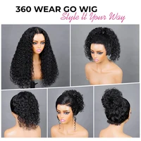 Perruque Cheveux Humains Bouclés Kinky avec Sangle Invisible, Perruques Lace Front HD 360 Complètes, Ajustement Confortable avec Cordon de Serrage, Perruques Ondulées Effet Mouillé Sans Colle 250% 4