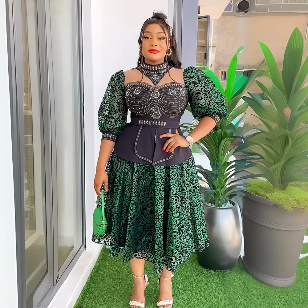 

African Wedding Party Dresses for Women 2024 Spring New Africa Clothes Elegant Dashiki Ankara Evening Gown Plus Size Outfit Robe