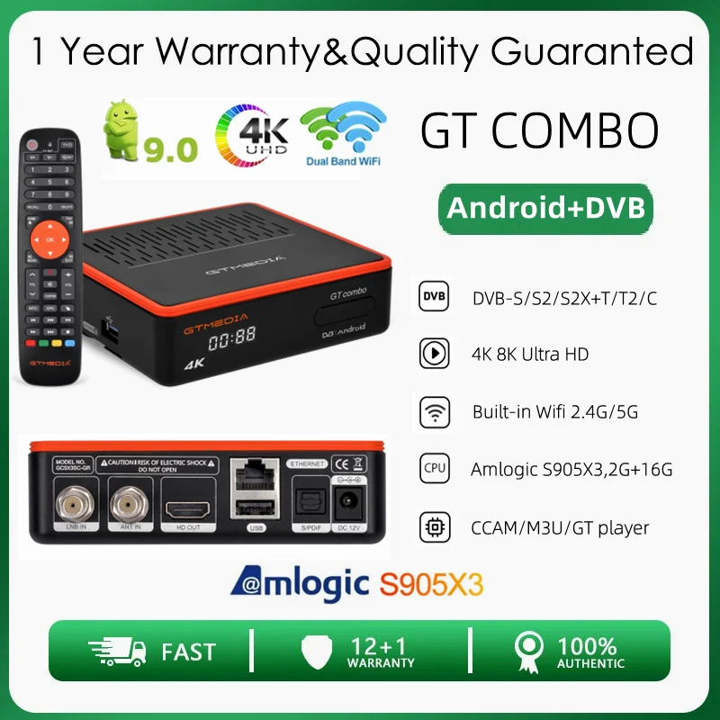 Satellite Receiver Android Tv Box Gtmedia Gt Combo 4k 8k Android 4k