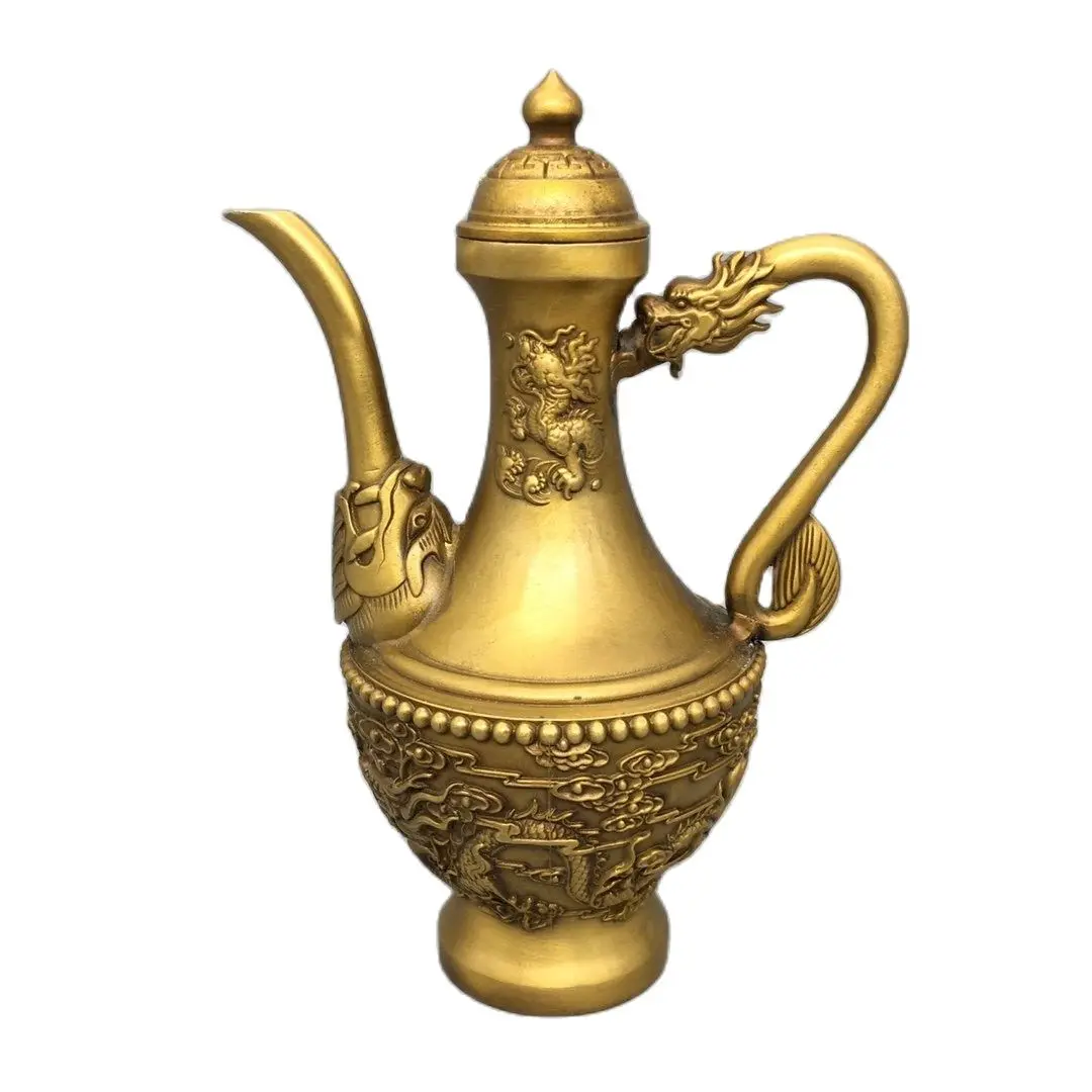 

Латунный винный горшок, металлический чайник, кофейник, настольные украшения, искусство декоративные скульптуры