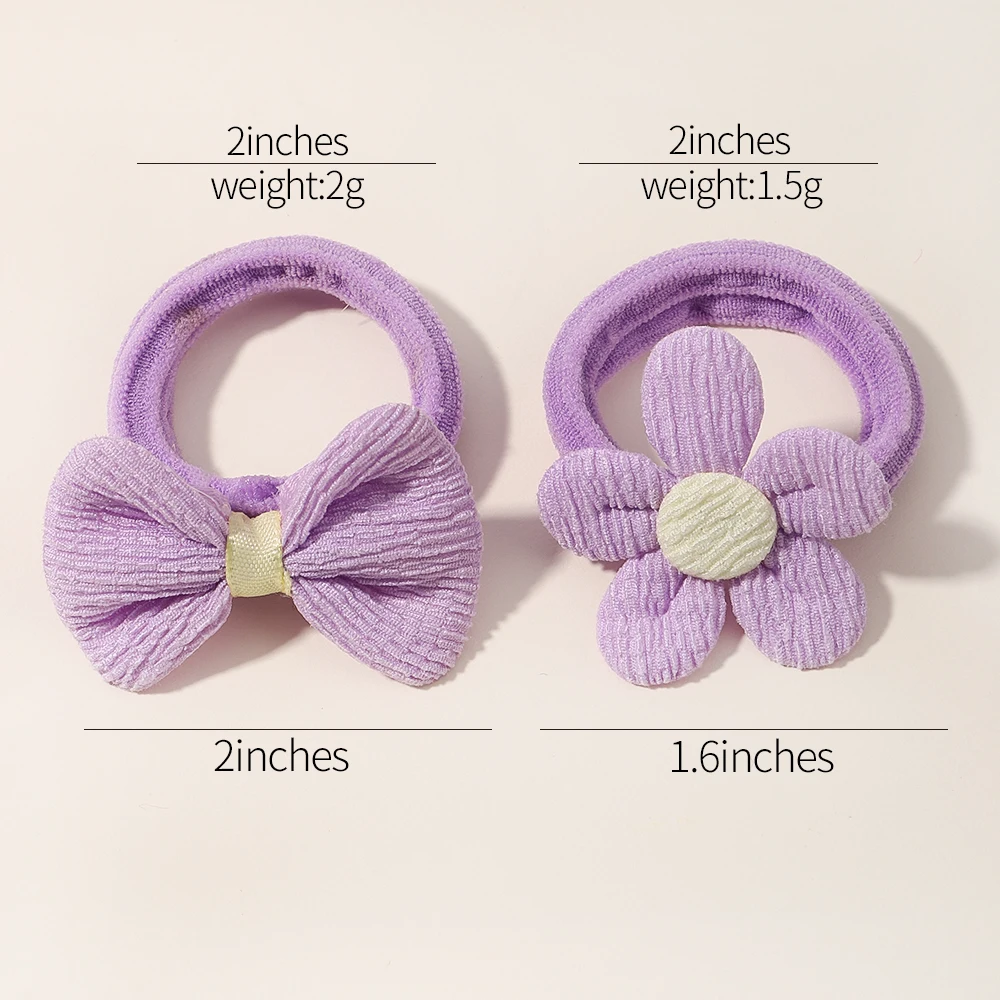 10pcs Cute Girls Nylon Flower Hair Ties Candy Elastic Bow Hair Bands Pigtails Rope Rubber Gum Scrunchies Accessories