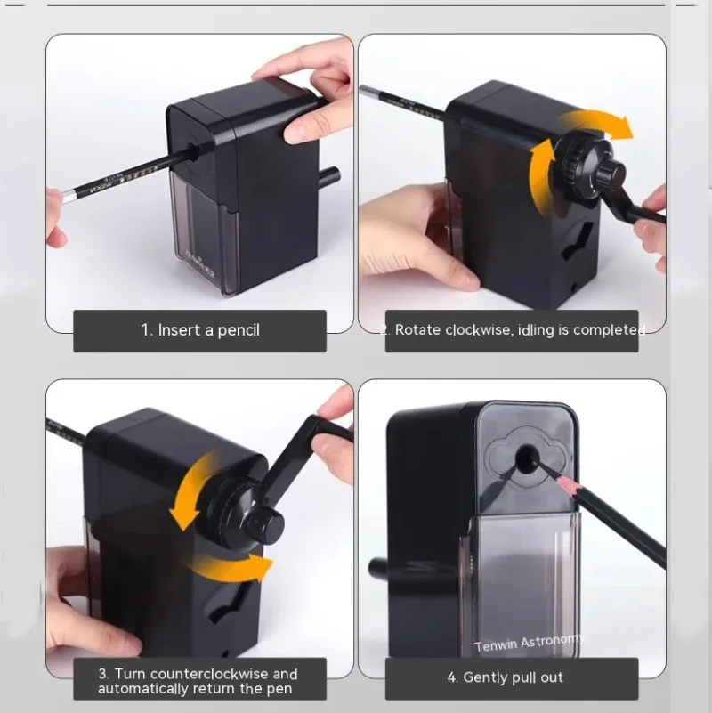 Hand Crank Pencil Sharpener Cutter For School Student Artist Charcoal Large Capacity Rotary Pencil Knife Tools Adjustable Points - 6