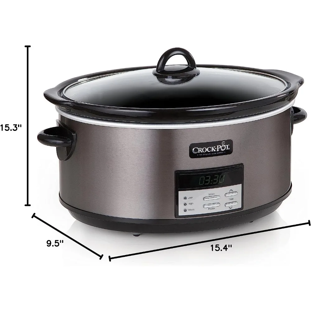 Crock-pot 4 Quart Digital Count Down Food Slow Cooker Kitchen Appliance, Black