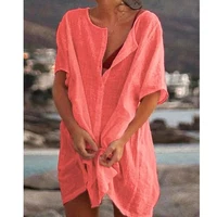 Qisin-Robe de plage 2023 coton pour femmes, tunique, cover-up pour les maillots de bain, vêtements de plage 5