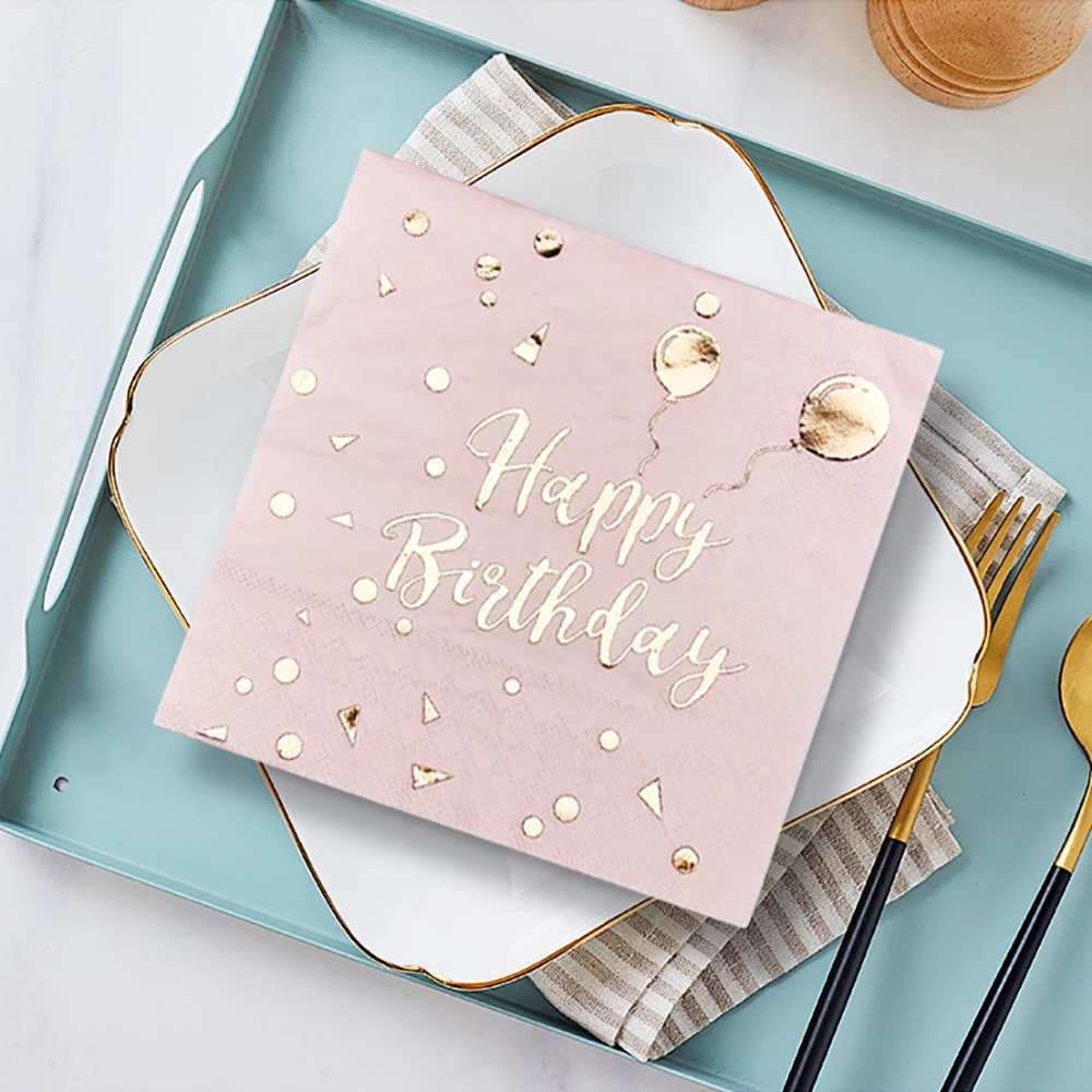 Disposable Tableware Paper Napkins 20pcs/lot Pink Napkin Soft Fragrance Free Birthday Party Table Napkins for Cafe Hotel Dining